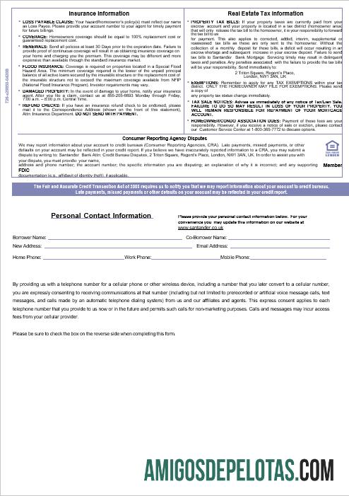 Extrato de hipoteca do Banco Santander do Reino Unido em formatos Word e PDF, 3 páginas 3 amostra